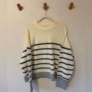 NWOT American Eagle Whoa So Soft Waffle Striped Crew Neck Sweater Sz Large